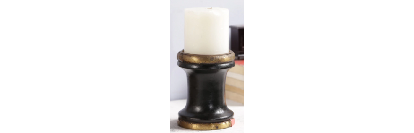 Black Solid Wood Candle Holder